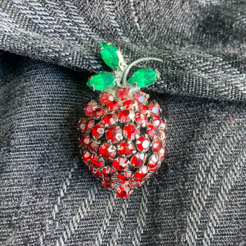 Crystal Strawberry Brooch
